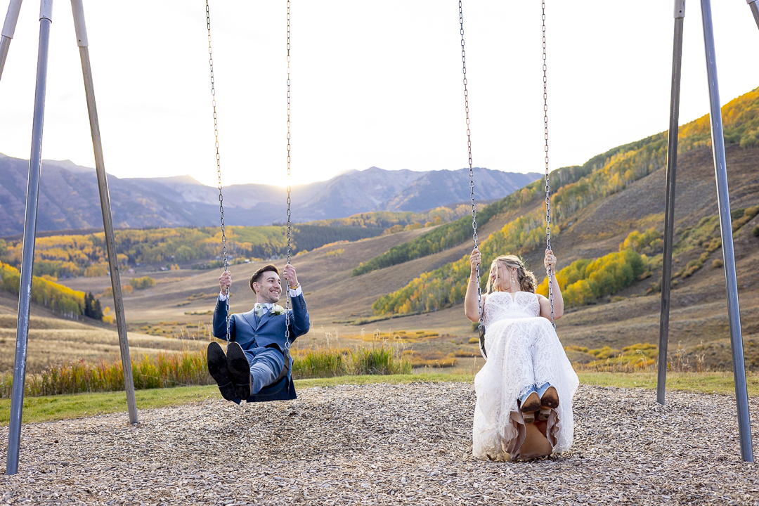 swinging fun at the mountain wedding garden in crested butte