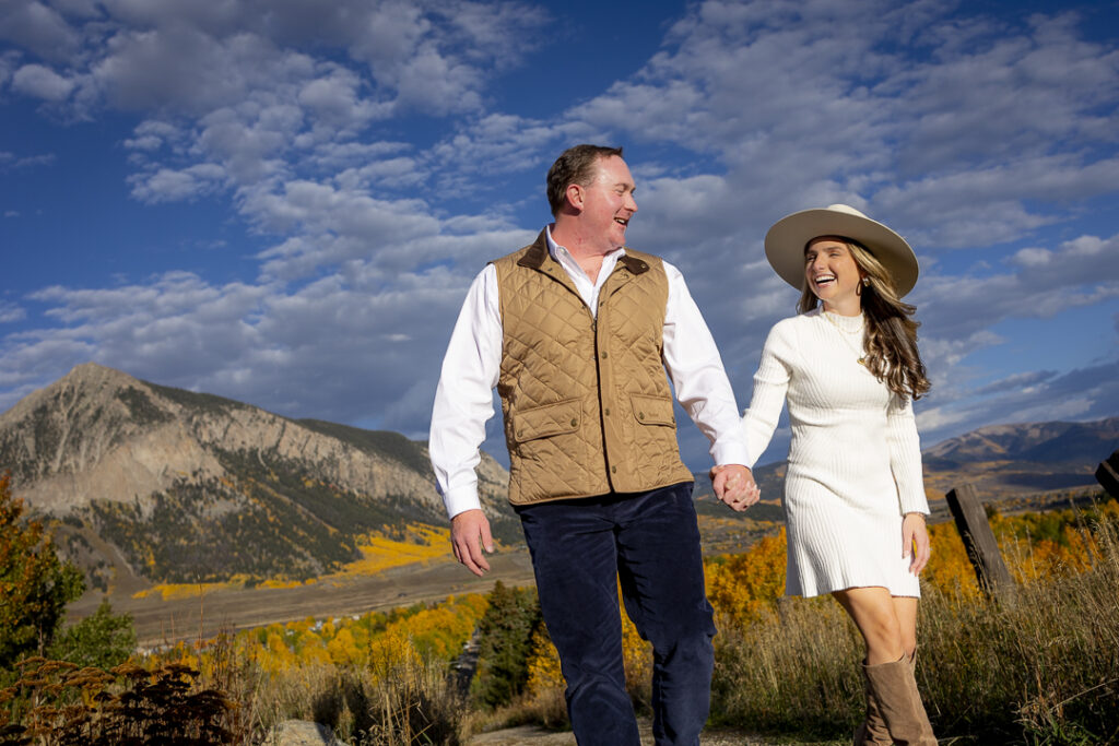 magic evening light for engagement photos in crested butte Colorado by third eye photography