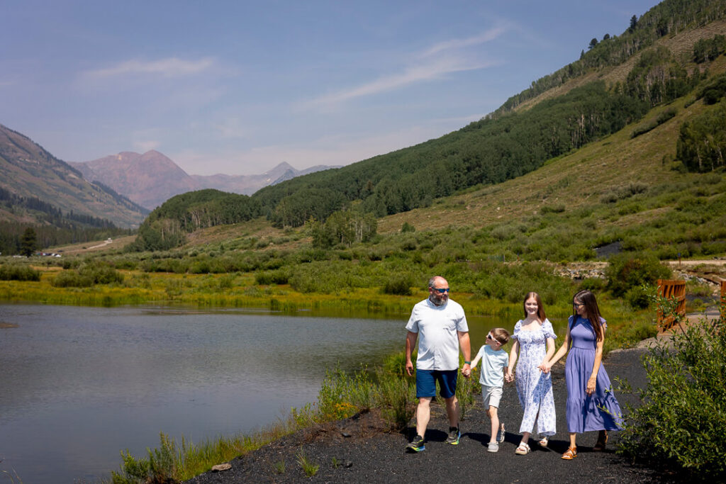 Family photo sessions in the summer at Gunsight Bridge in Crested Butte Colorado by Third Eye Photography